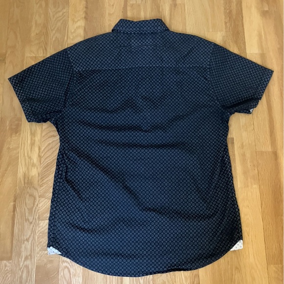 Paperdenim & Cloth Slim Fit Shirt Black White Geometric Short Sleeve Stretch - Picture 8 of 10